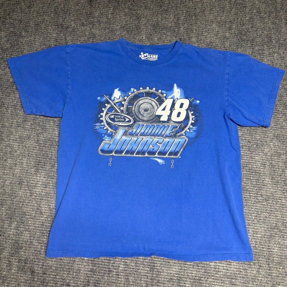 Mens Large Blue‎ Jimmie Johnson 48 NASCAR Chase Authentics 2015 Schedule T Shirt